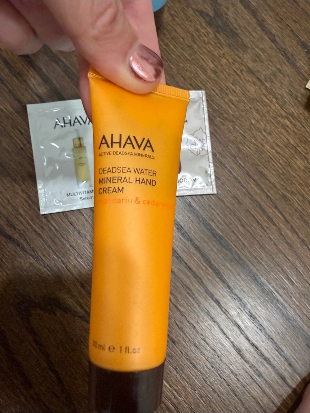 AHAVA Mandarin & Cedar wood Hand Cream, Dead Sea Mud Body Cream and samples